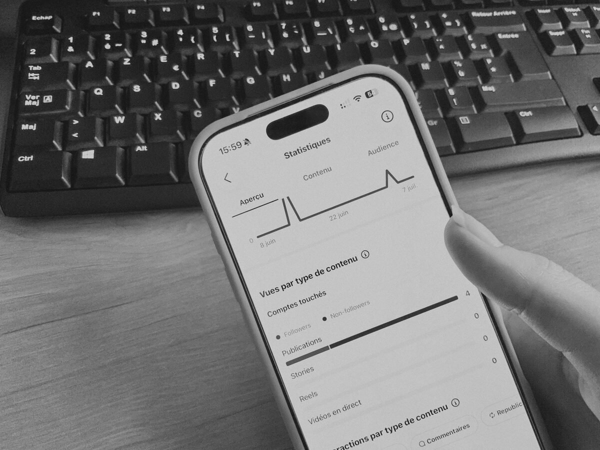 Statistiques de réseaux sociaux consultées sur smartphone